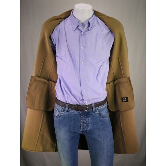 Dunhill Recent Camel Brown Double Breasted Wool Flannel Overcoat Coat Small - Picture 7 of 11